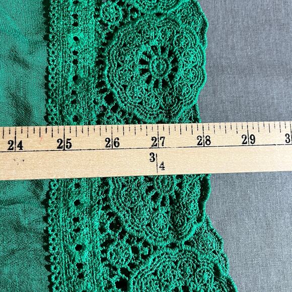 Kindred Top Womens 2X Green Floral Crochet Trim 3/4 Sleeve V-Neck Boho Casual - Picture 8 of 9